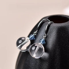 12mm White Crystal Aquamarine Earrings