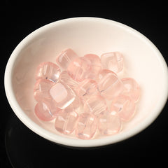 A Bowl of Pink Rose Quartz Cube Beads