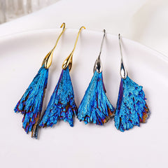 Blue Peacock Feather Design Earrings