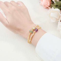 Natural Citrine Bracelet Double Wrap