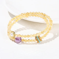 Natural Citrine Bracelet Double Wrap