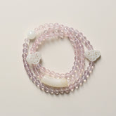 Classical Beauty Natural Pink Rose Quartz & White Hetian Jade Bracelet/Necklace