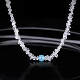 Clear Quartz Necklace with Aquamarine Bead