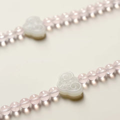 Details of Pink Rose Quartz & White Hetian Jade Bracelet