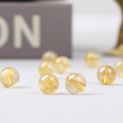 Golden Rutilated Bead for Bracelet DIY
