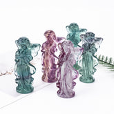 Green Fluorite& Purple Fluorite Angel Sculpture