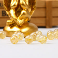 High Quality Golden Rutilated Bead for Bracelet DIY