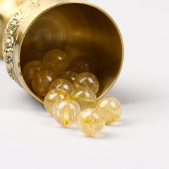 High Quality Golden Rutilated Beads