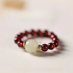 Natural Crystal Garnet Ring