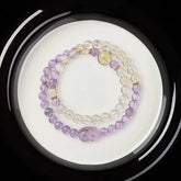 Amethyst Pixiu Bracelet with Citrine Double Wrap Fortune Bracelet