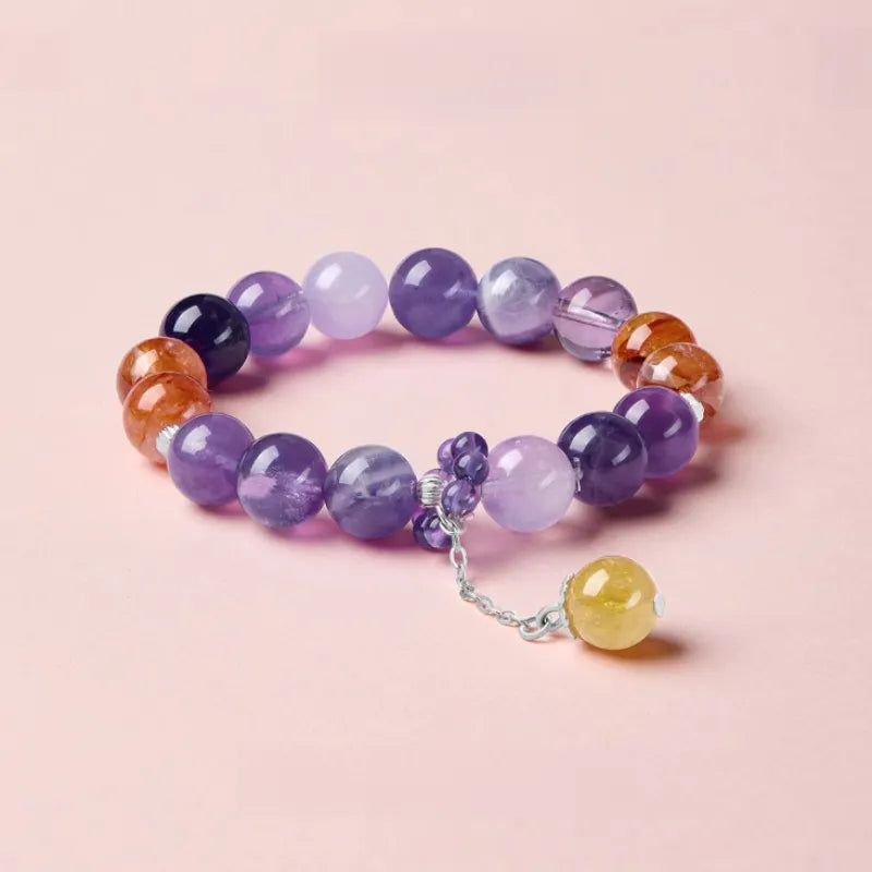 Nine Purple Fire Star Amethyst Energy String