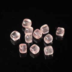 Pink Rose Quartz Cube Beads