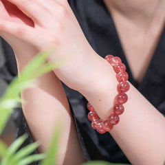 Pink Strawberry Quartz Bracelet