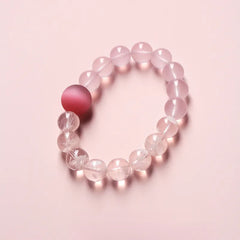 Madagascar Rose Quartz Snowflake Ghost Quartz Bracelet