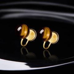 Tiger Eye Clip-On Earrings
