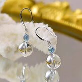 White Crystal Aquamarine Earrings