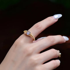 crystal adjustable open band ring