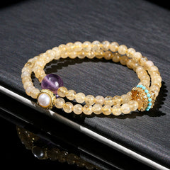 Natural Citrine Bracelet Double Wrap