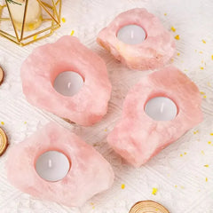 pink crystal candle holder
