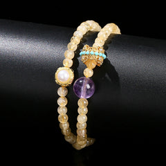 Natural Citrine Bracelet Double Wrap