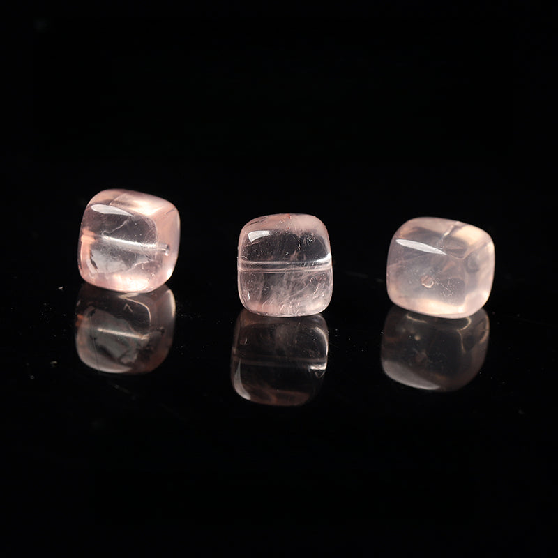 3pcs  Pink Rose Quartz Cube Beads for DIY Bracelets 