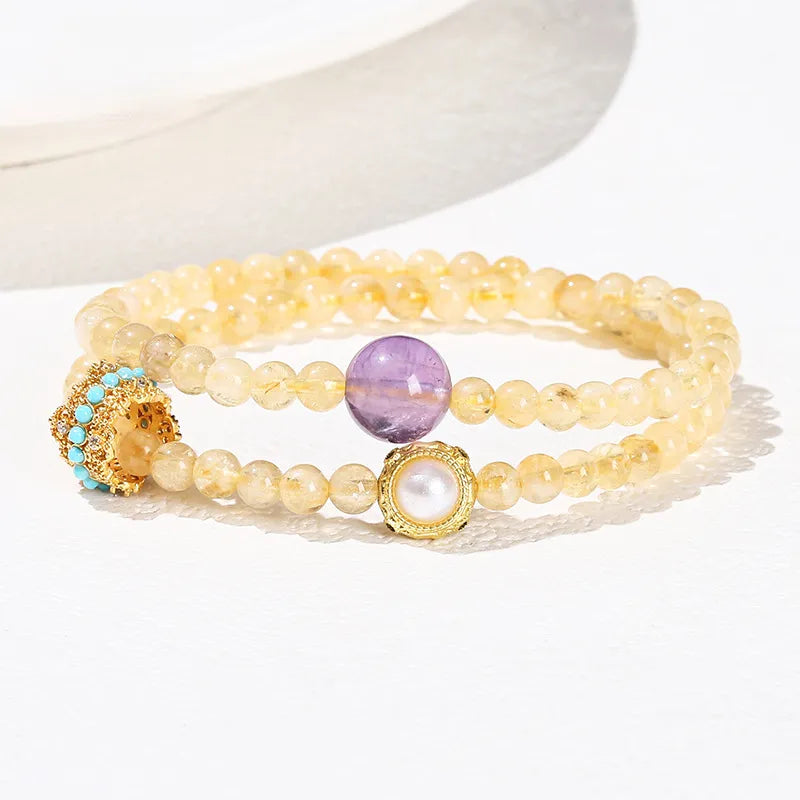 Natural Citrine Bracelet Double Wrap